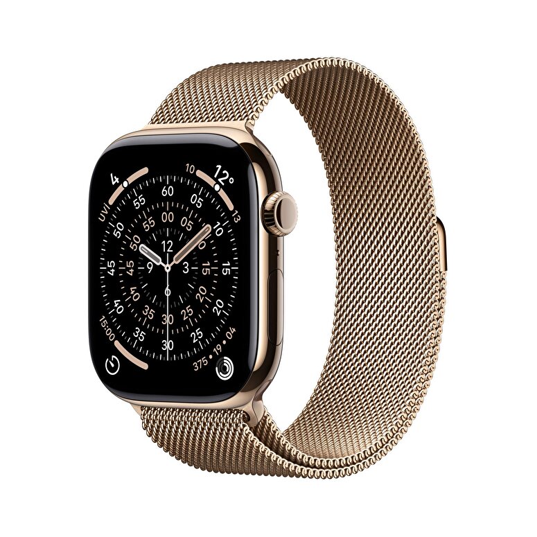 Apple Watch Series 11 GPS + Cellular 42mm Altın Rengi Titanyum Kasa ve Altın Rengi Milano Loop MF8Y4TU/A