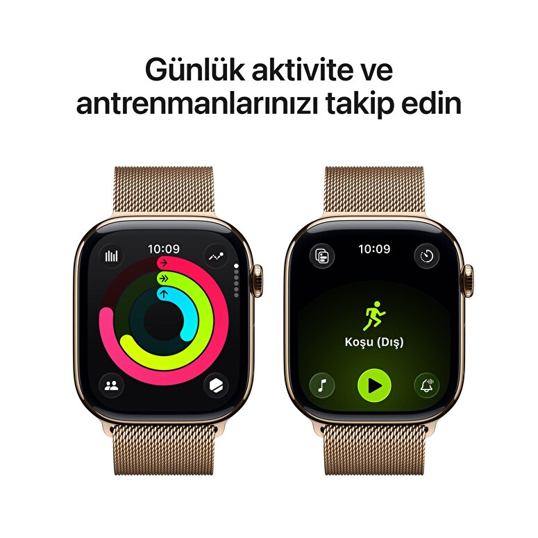 Apple Watch Series 11 GPS + Cellular 42mm Altın Rengi Titanyum Kasa ve Altın Rengi Milano Loop MF8Y4TU/A