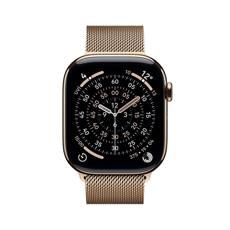 Apple Watch Series 11 GPS + Cellular 42mm Altın Rengi Titanyum Kasa ve Altın Rengi Milano Loop MF8Y4TU/A