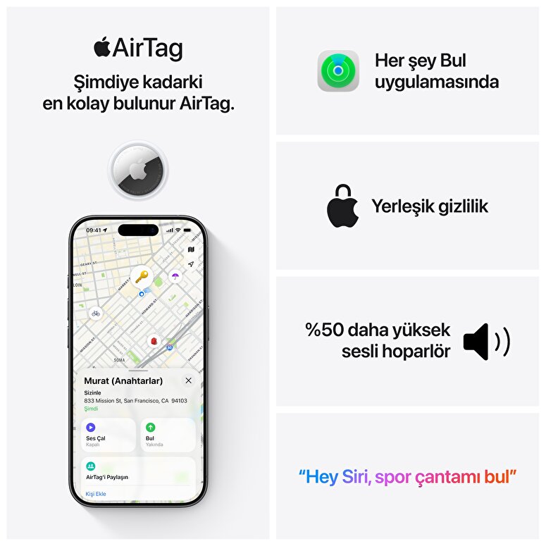 Apple AirTag 2. Nesil (Tekli Paket)  MFE94ZF/A
