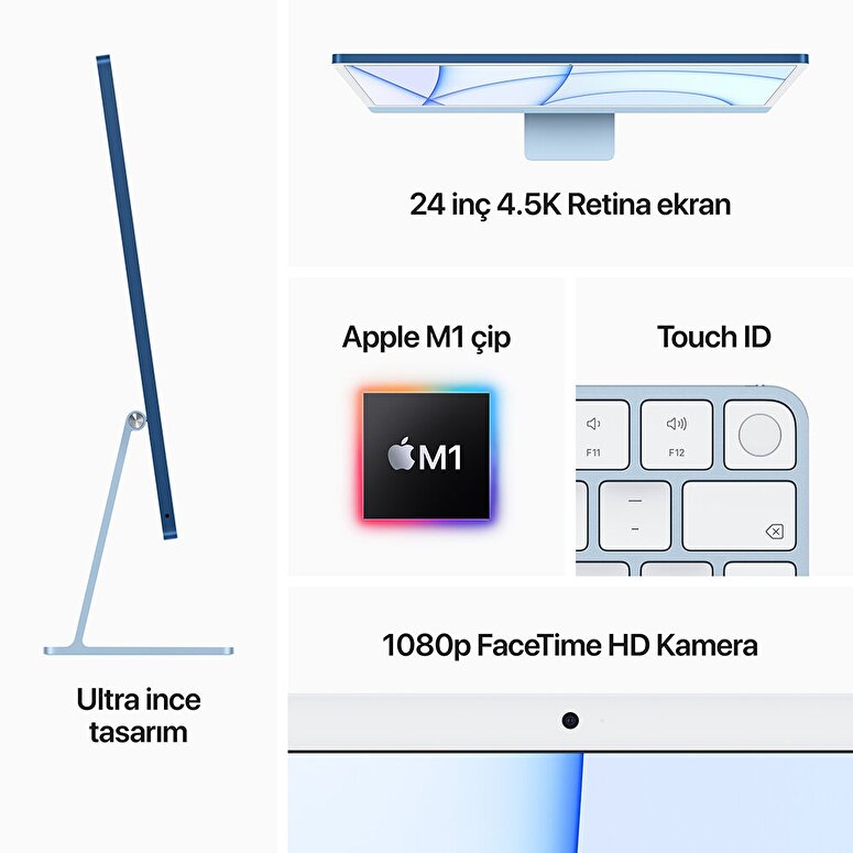 Apple 24 inç iMac 4.5K M1 8C C+G 512GB - Pembe MGPN3TU/A
