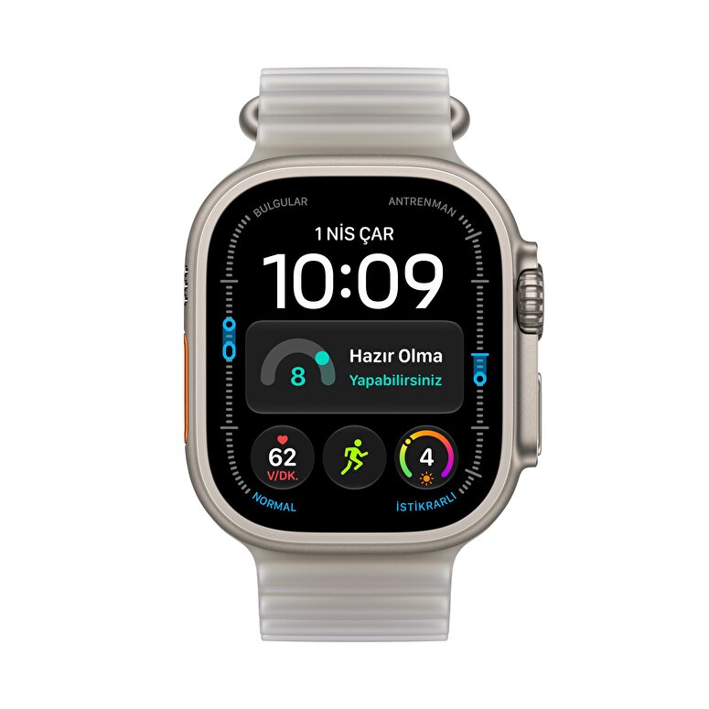 Apple Watch Ultra 4 GPS + Cellular, 49mm Natürel Titanyum Kasa ve Buzlu Gri Ocean Kordon MJAD4TU/A
