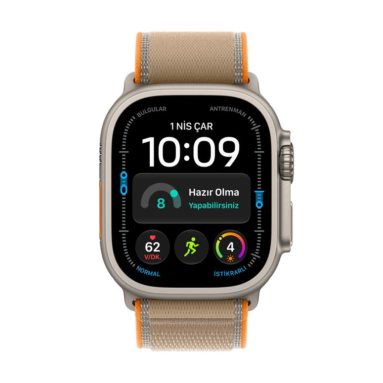 Apple Watch Ultra 4 GPS + Cellular, 49mm Natürel Titanyum Kasa ve Kum Beji Trail Loop - S/M MJAJ4TU/A