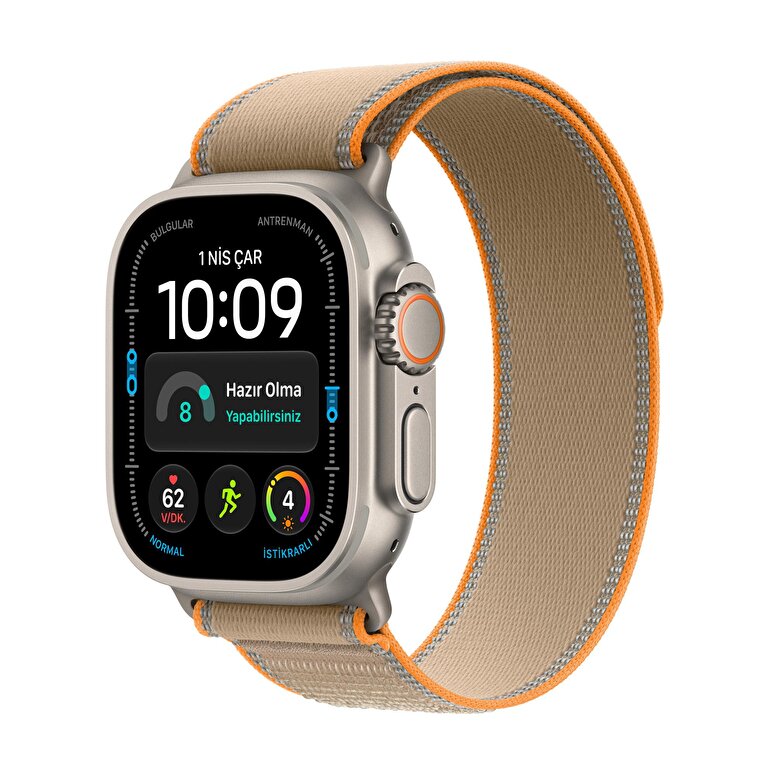 Apple Watch Ultra 4 GPS + Cellular, 49mm Natürel Titanyum Kasa ve Kum Beji Trail Loop - M/L