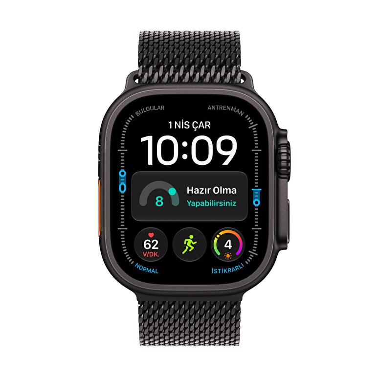 Apple Watch Ultra 4 GPS + Cellular, 49mm Siyah Titanyum Kasa ve Siyah Titanyum Milano Loop - Büyük Boy MJAX4TU/A