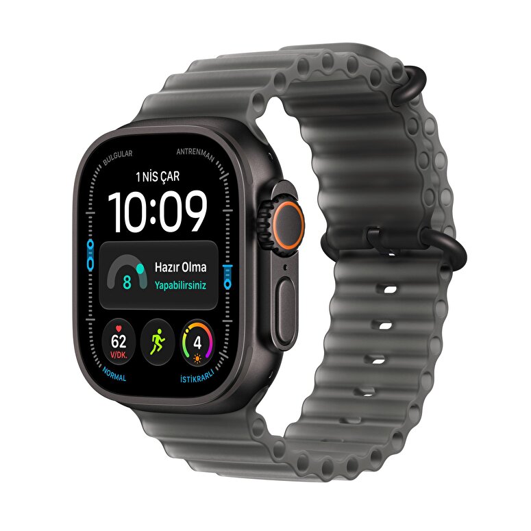 Apple Watch Ultra 4 GPS + Cellular, 49mm Siyah Titanyum Kasa ve Buzlu Siyah Ocean Kordon MJAY4TU/A