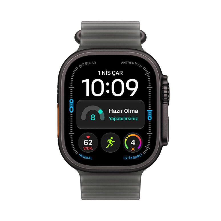 Apple Watch Ultra 4 GPS + Cellular, 49mm Siyah Titanyum Kasa ve Buzlu Siyah Ocean Kordon MJAY4TU/A