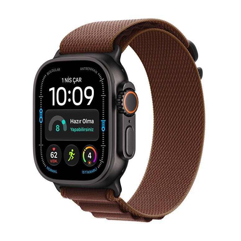 Apple Watch Ultra 4 GPS + Cellular, 49mm Siyah Titanyum Kasa ve Burgonya Alpine Loop - Büyük Boy