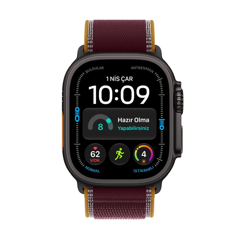 Apple Watch Ultra 4 GPS + Cellular, 49mm Siyah Titanyum Kasa ve Burgonya Trail Loop - S/M MJC34TU/A