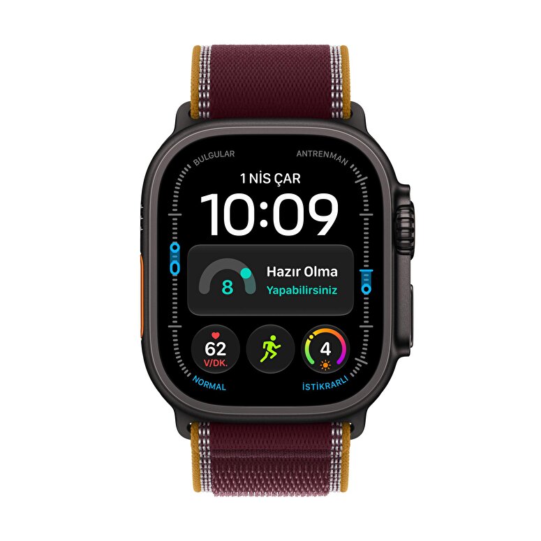 Apple Watch Ultra 4 GPS + Cellular, 49mm Siyah Titanyum Kasa ve Burgonya Trail Loop - M/L MJC44TU/A