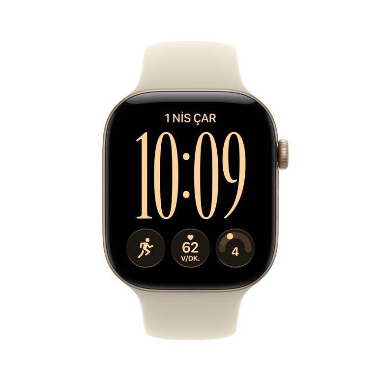 Apple Watch Series 12 GPS 42mm Uçuk Altın Rengi Alüminyum Kasa ve Kum Beji Spor Kordon - S/M MJED4TU/A