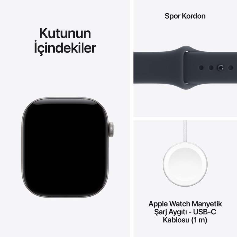 Apple Watch Series 12 GPS 46mm Uzay Grisi Alüminyum Kasa ve Lacivert Spor Kordon - M/L MJEJ4TU/A