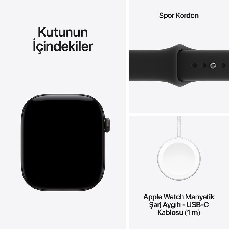 Apple Watch Series 12 GPS 46mm Siyah Alüminyum Kasa ve Siyah Spor Kordon - M/L MJEL4TU/A