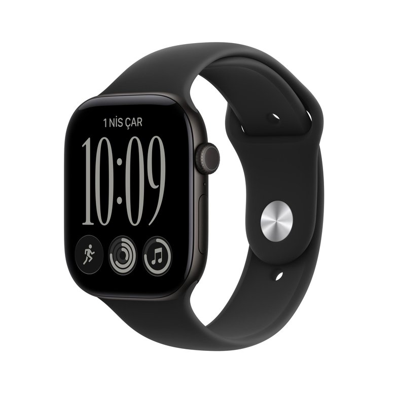Apple Watch Series 12 GPS 46mm Siyah Alüminyum Kasa ve Siyah Spor Kordon - M/L MJEL4TU/A