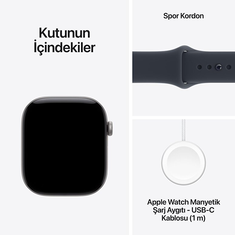 Apple Watch Series 12 GPS + Cellular 42mm Uzay Grisi Alüminyum Kasa ve Lacivert Spor Kordon - S/M MJFX4TU/A