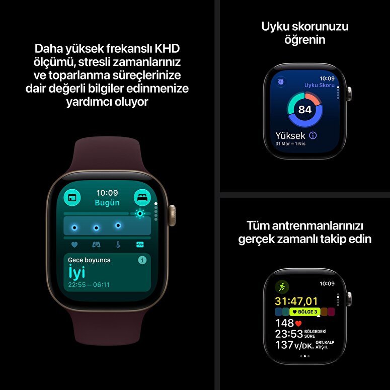 Apple Watch Series 12 GPS + Cellular 42mm Uçuk Altın Rengi Alüminyum Kasa ve Kum Beji Spor Kordon - S/M MJG24TU/A