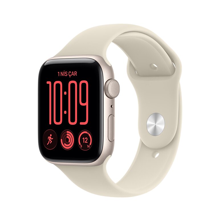 Apple Watch SE 3 GPS 44mm Yıldız Işığı Alüminyum Kasa ve Kum Beji Spor Kordon - M/L