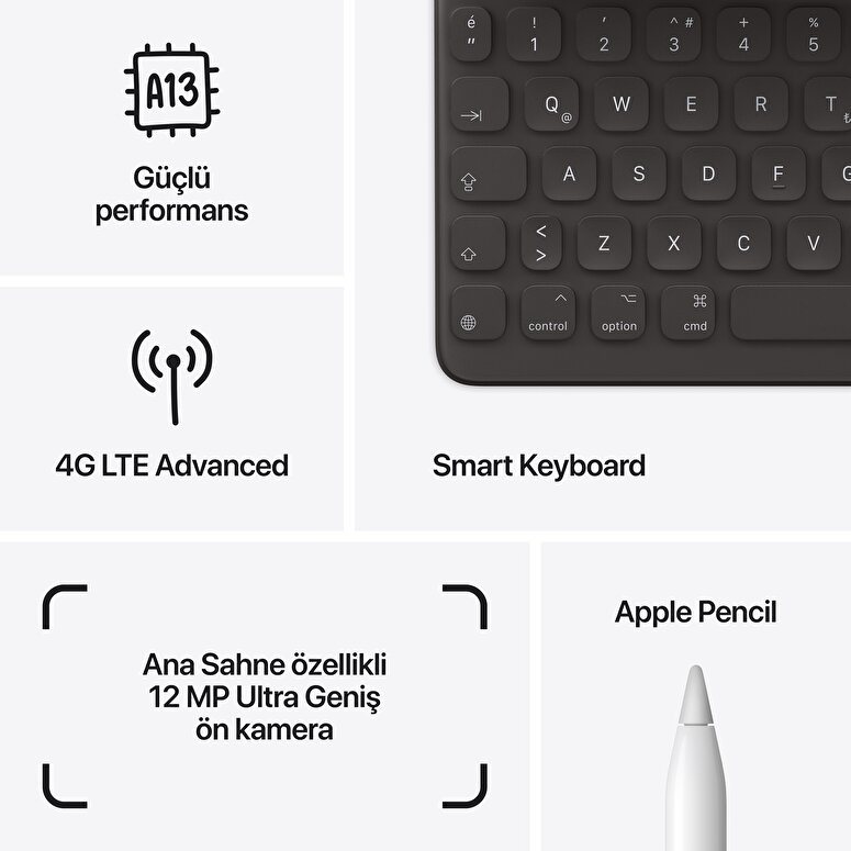 Apple iPad 10.2" Wi-Fi + Cellular 256GB - Gümüş  MK4H3TU/A