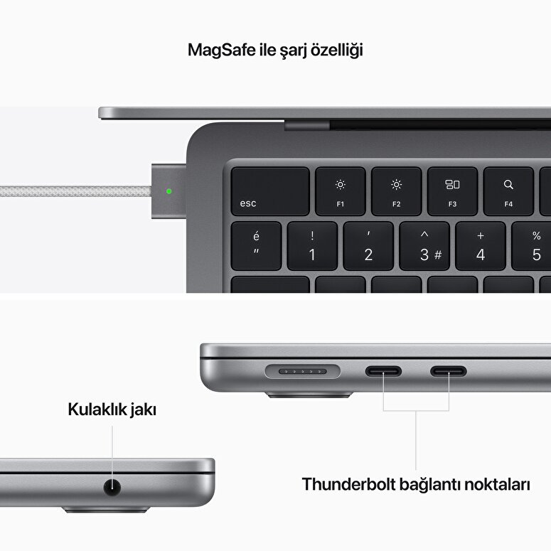 Teşhir - Apple MacBook Air 13' M2 Çip 8 Çekirdekli CPU 10 Çekirdekli GPU 8 GB Bellek 512GB SSD Uzay Grisi  MLXX3TU/A