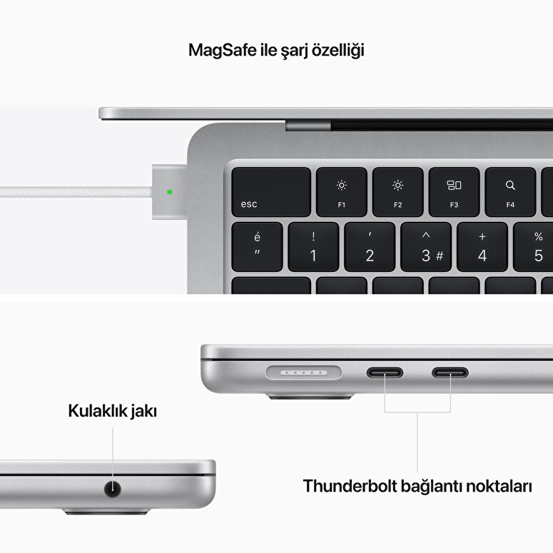 Apple MacBook Air 13' M2 Çip 8 Çekirdekli CPU 8 Çekirdekli GPU 8 GB Bellek 256GB SSD Gümüş  MLXY3TU/A