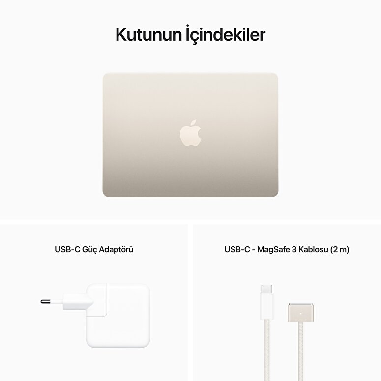 Teşhir - Apple MacBook Air 13' M2 Çip 8 Çekirdekli CPU 10 Çekirdekli GPU 8 GB Bellek 512GB SSD Yıldız Işığı  MLY23TU/A