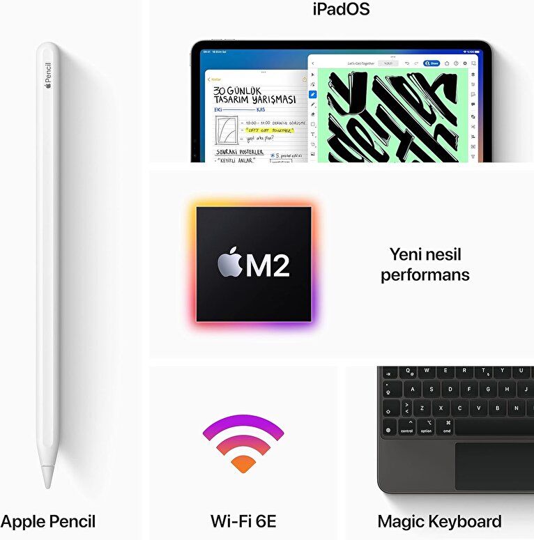 Apple 11 inç iPad Pro Wi-Fi 2TB - Uzay Grisi MNXM3TU/A MNXM3TU/A