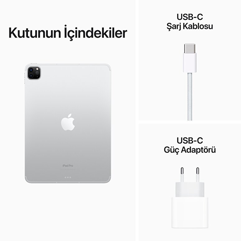 Apple 11 inç iPad Pro Wi-Fi + Cellular 2TB - Gümüş  MNYM3TU/A