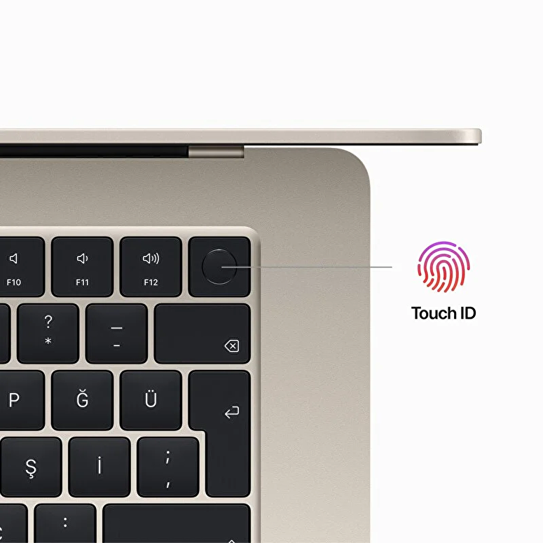 15 inç MacBook Air M2 çip 8 Çekirdekli CPU ve 10 çekirdekli GPU 256GB - Yıldız Işığı MQKU3TU/A