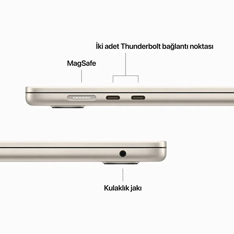 15 inç MacBook Air M2 çip 8 Çekirdekli CPU ve 10 çekirdekli GPU 256GB - Yıldız Işığı MQKU3TU/A
