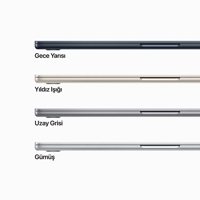 15 inç MacBook Air M2 çip 8 Çekirdekli CPU ve 10 çekirdekli GPU 512GB - Gece Yarısı MQKX3TU/A