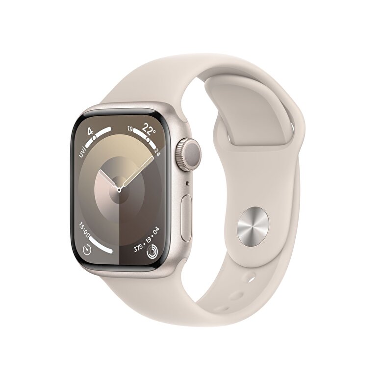 Apple Watch Series 9 GPS 41mm Yıldız Işığı Alüminyum Kasa ve Yıldız Işığı Spor Kordon - M/L  MR8U3TU/A