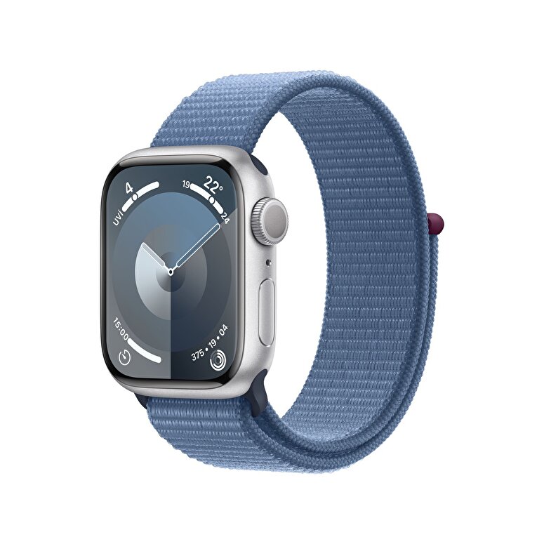 Apple Watch Series 9 GPS 41mm Gümüş Rengi Alüminyum Kasa ve Buz Mavisi Spor Loop  MR923TU/A