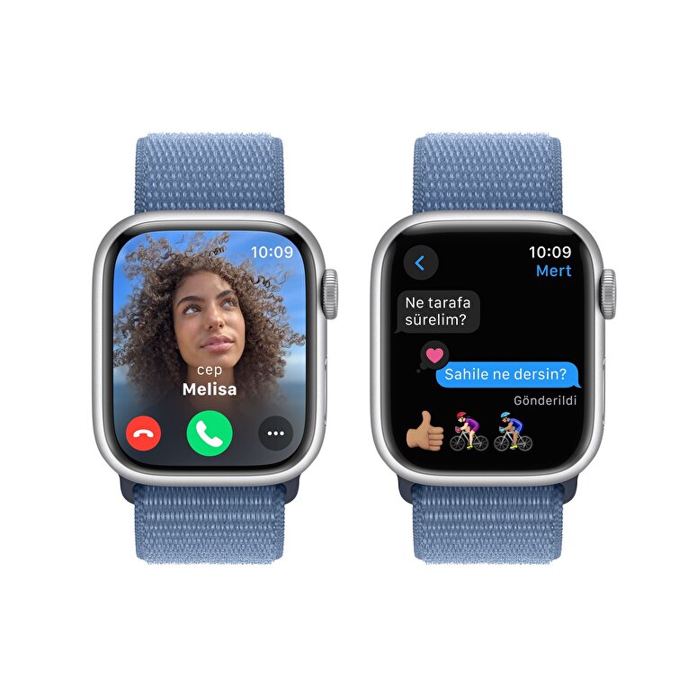 Apple Watch Series 9 GPS 41mm Gümüş Rengi Alüminyum Kasa ve Buz Mavisi Spor Loop  MR923TU/A