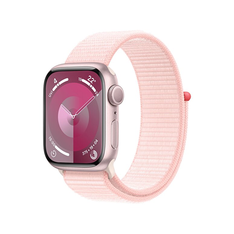 Apple Watch Series 9 GPS 41mm Pembe Aluminyum Kasa ve Ucuk Pembe Spor Loop Troy Estore