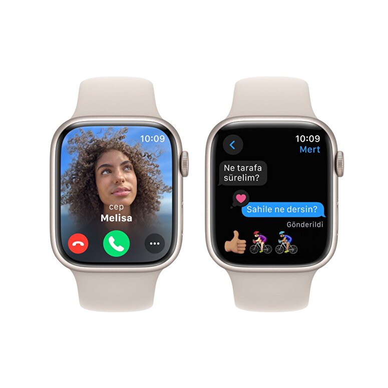 Apple Watch Series 9 GPS 45mm Yıldız Işığı Alüminyum Kasa ve Yıldız Işığı Spor Kordon - M/L  MR973TU/A