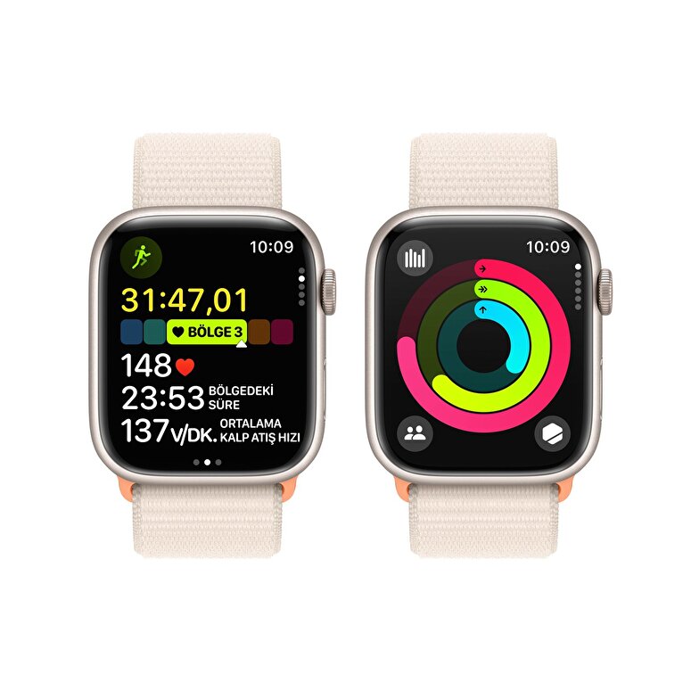 Apple Watch Series 9 GPS 45mm Yıldız Işığı Alüminyum Kasa ve Yıldız Işığı Spor Loop  MR983TU/A