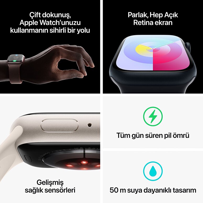 Apple Watch Series 9 GPS 45mm Pembe Alüminyum Kasa ve Uçuk Pembe Spor Kordon - S/M  MR9G3TU/A