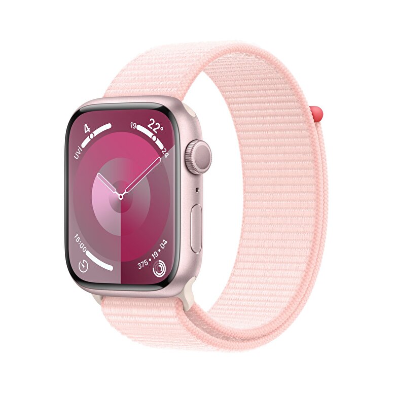 Apple Watch Series 9 GPS 45mm Pembe Alüminyum Kasa ve Uçuk Pembe Spor Loop  MR9J3TU/A