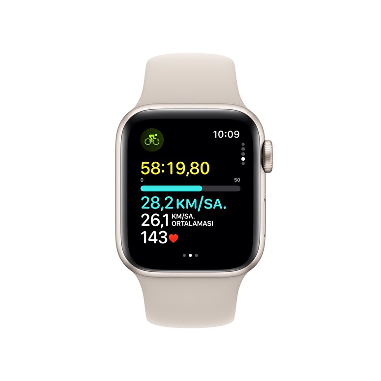 Apple Watch SE GPS 40mm Yıldız Işığı Alüminyum Kasa ve Yıldız Işığı Spor Kordon - S/M - MR9U3TU/A MR9U3TU/A