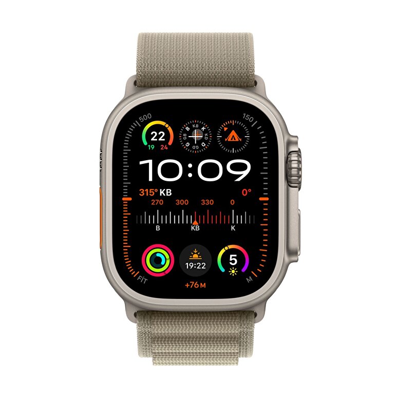 Apple Watch Ultra 2 GPS + Cellular, 49mm Titanyum Kasa ve Klasik Zeytin Yeşili Alpine Loop - Büyük Boy  MRF03TU/A