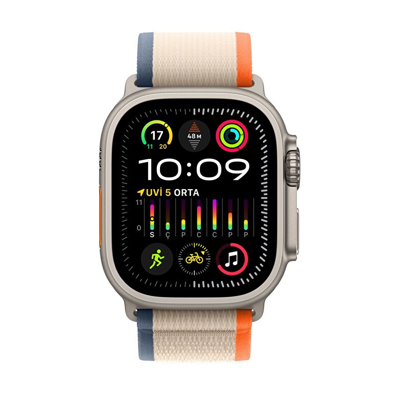 Apple Watch Ultra 2 GPS + Cellular, 49mm Titanyum Kasa ve Turuncu/Bej Trail Loop - M/L  MRF23TU/A