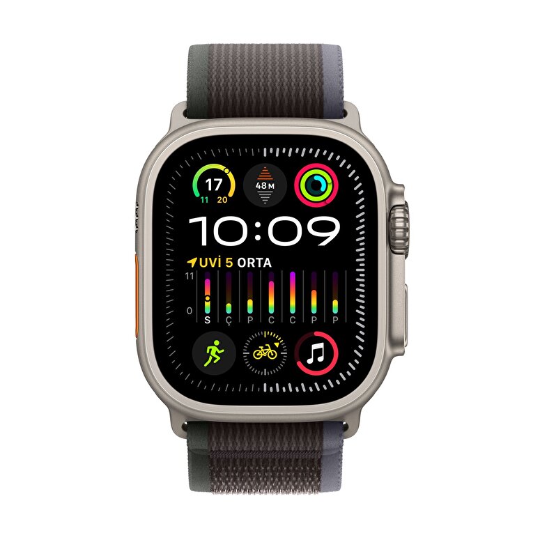 Apple Watch Ultra 2 GPS + Cellular, 49mm Titanyum Kasa ve Mavi/Siyah Trail Loop - S/M  MRF53TU/A