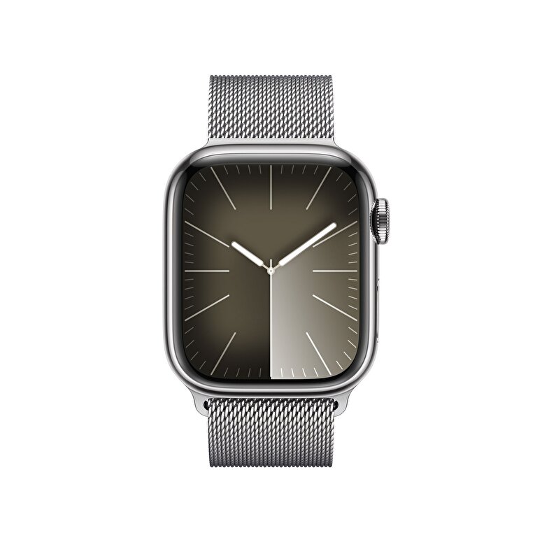 Apple Watch Series 9 GPS + Cellular 41mm Gümüş Rengi Paslanmaz Çelik Kasa ve Gümüş Rengi Milano Loop  MRJ43TU/A