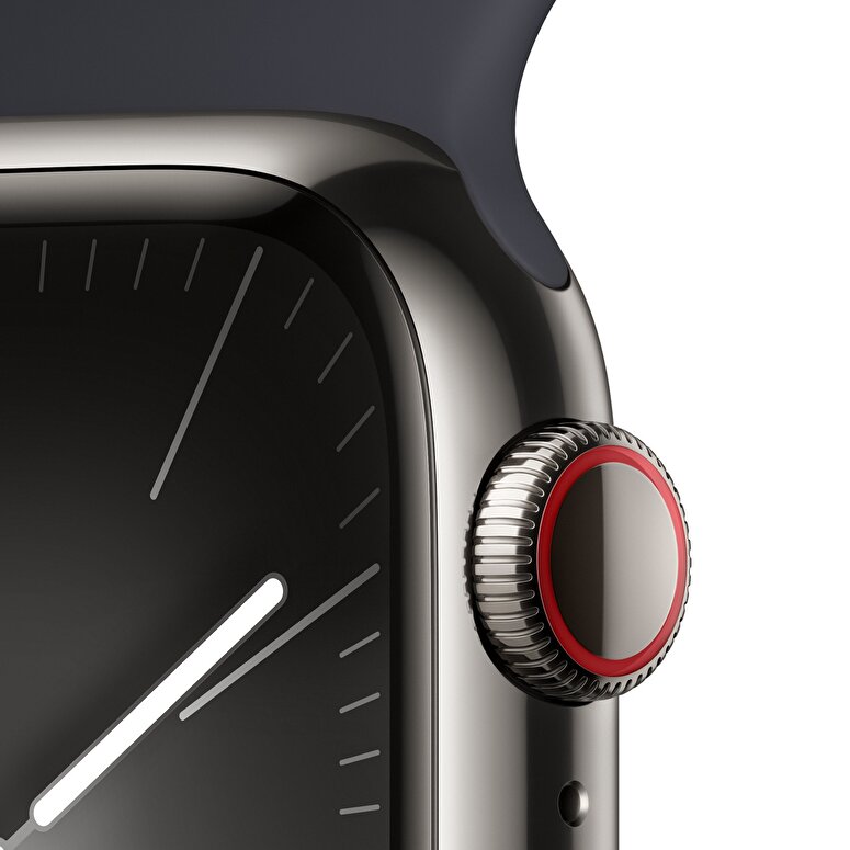 Apple Watch Series 9 GPS + Cellular 41mm Grafit Paslanmaz Çelik Kasa ve Gece Yarısı Spor Kordon - S/M  MRJ83TU/A