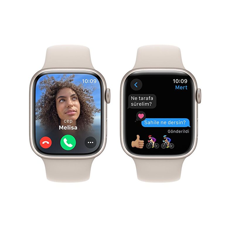 Apple Watch Series 9 GPS + Cellular 45mm Yıldız Işığı Alüminyum Kasa ve Yıldız Işığı Spor Kordon - S/M - MRM83TU/A MRM83TU/A