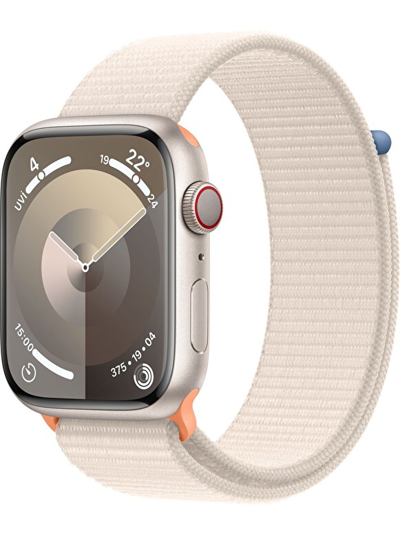 Apple Watch Series 9 GPS + Cellular 45mm Yıldız Işığı Alüminyum Kasa ve Yıldız Işığı Spor Loop - MRMA3TU/A MRMA3TU/A