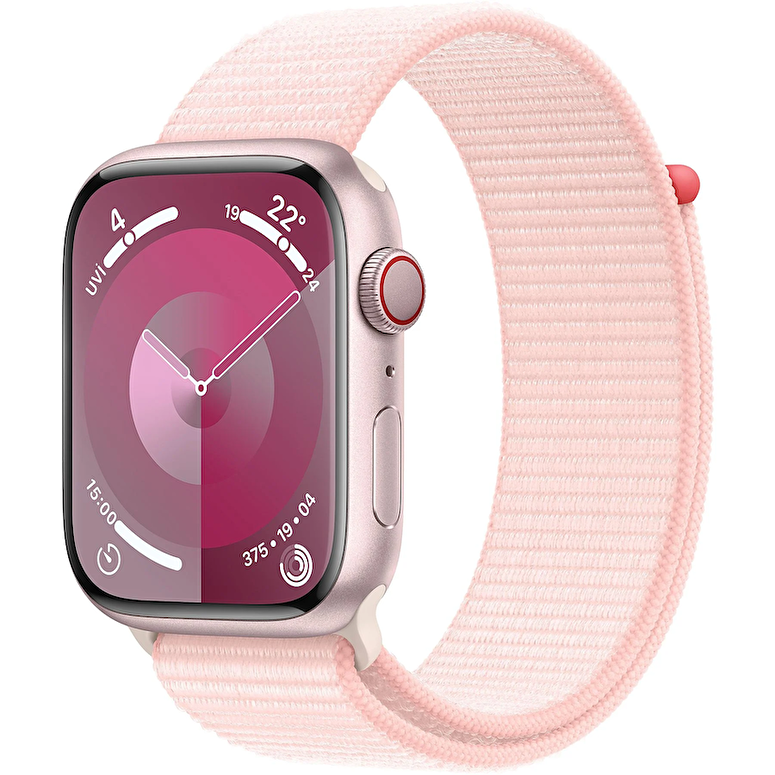 Apple Watch Series 9 GPS + Cellular 45mm Pembe Alüminyum Kasa ve Uçuk Pembe Spor Loop  MRMM3TU/A