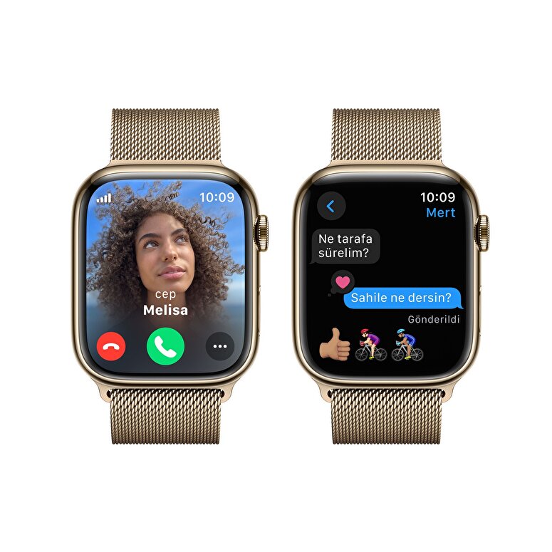 Apple Watch Series 9 GPS + Cellular 45mm Altın Rengi Paslanmaz Çelik Kasa ve Altın Rengi Milano Loop - MRMU3TU/A MRMU3TU/A