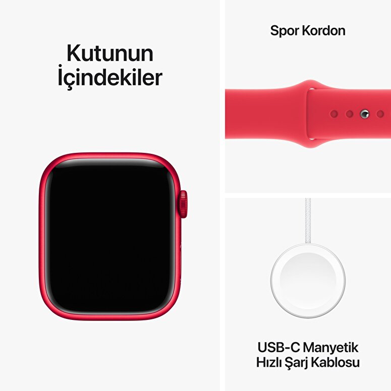 Apple Watch Series 9 GPS 45mm (PRODUCT)RED Alüminyum Kasa ve (PRODUCT)RED Spor Kordon - M/L  MRXK3TU/A