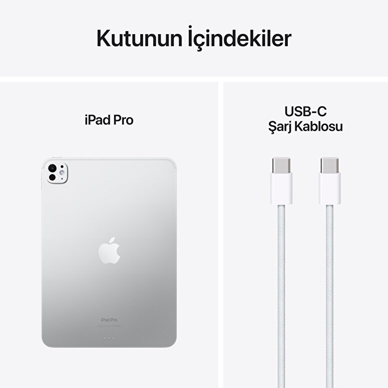 Apple 11 inç iPad Pro M4 WiFi 512GB  Standard  Cam Gümüş  MVVD3TU/A